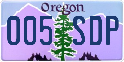 OR license plate 005SDP