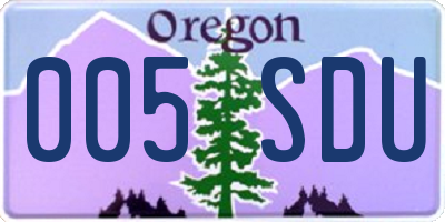 OR license plate 005SDU