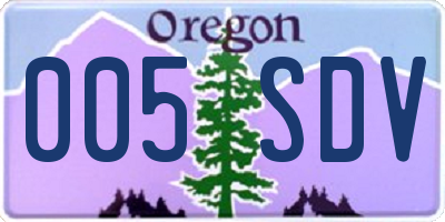 OR license plate 005SDV