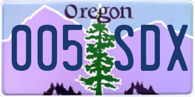 OR license plate 005SDX