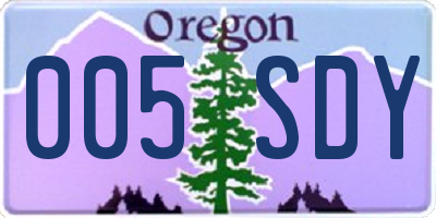 OR license plate 005SDY
