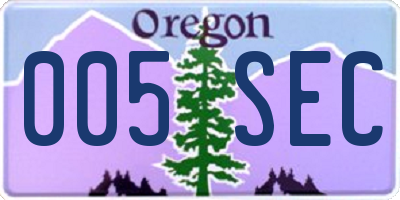 OR license plate 005SEC