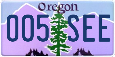 OR license plate 005SEE