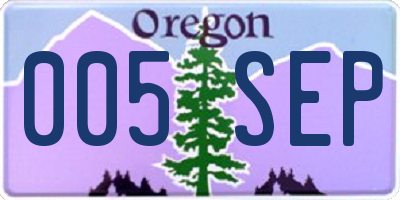 OR license plate 005SEP