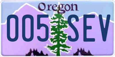 OR license plate 005SEV
