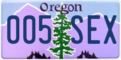 OR license plate 005SEX