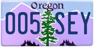 OR license plate 005SEY