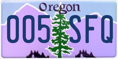 OR license plate 005SFQ