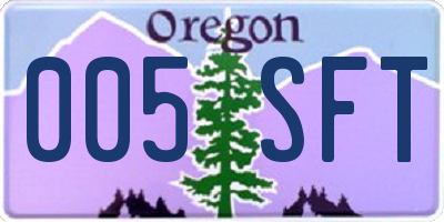 OR license plate 005SFT