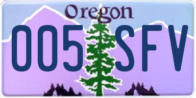OR license plate 005SFV