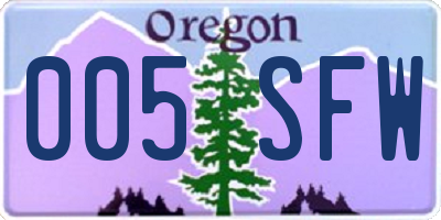 OR license plate 005SFW