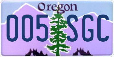 OR license plate 005SGC
