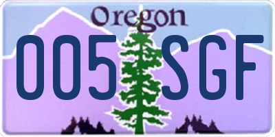 OR license plate 005SGF