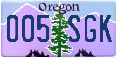 OR license plate 005SGK