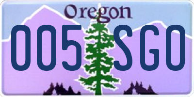 OR license plate 005SGO