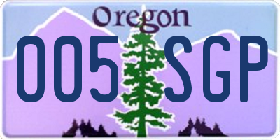 OR license plate 005SGP