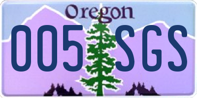 OR license plate 005SGS