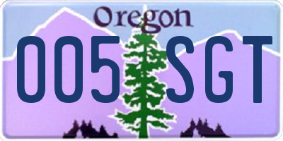 OR license plate 005SGT