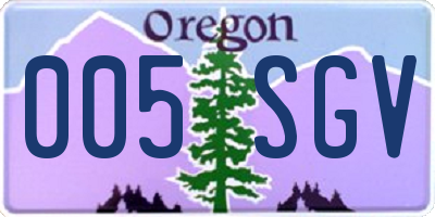 OR license plate 005SGV