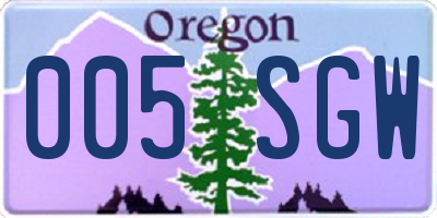 OR license plate 005SGW