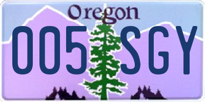 OR license plate 005SGY