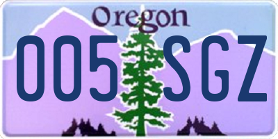OR license plate 005SGZ