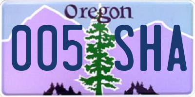 OR license plate 005SHA