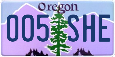 OR license plate 005SHE