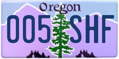 OR license plate 005SHF