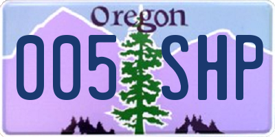 OR license plate 005SHP