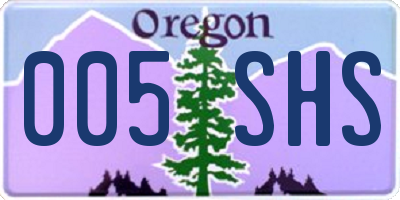 OR license plate 005SHS