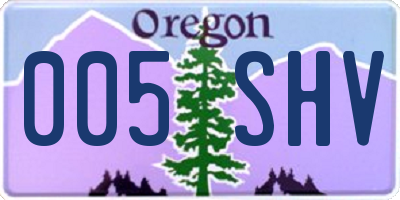 OR license plate 005SHV