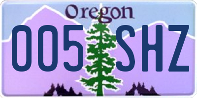 OR license plate 005SHZ