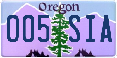 OR license plate 005SIA