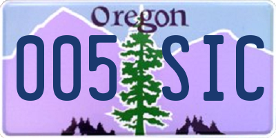 OR license plate 005SIC