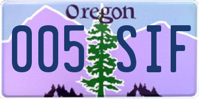 OR license plate 005SIF