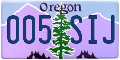 OR license plate 005SIJ