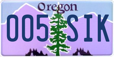 OR license plate 005SIK