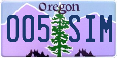 OR license plate 005SIM