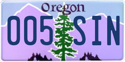 OR license plate 005SIN