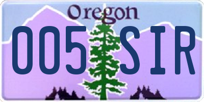 OR license plate 005SIR