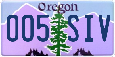 OR license plate 005SIV