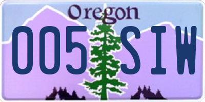 OR license plate 005SIW