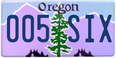 OR license plate 005SIX