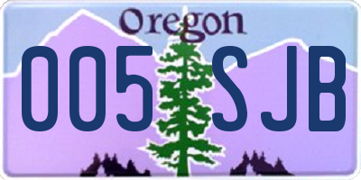 OR license plate 005SJB