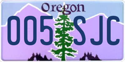 OR license plate 005SJC