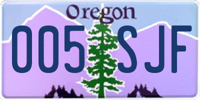 OR license plate 005SJF