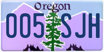 OR license plate 005SJH
