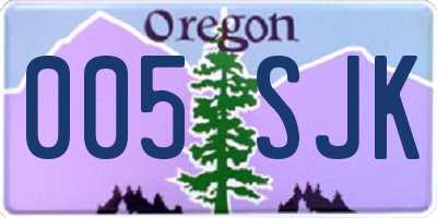 OR license plate 005SJK