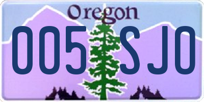 OR license plate 005SJO